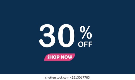 SALE discount promotion set made of numbers 30% OFF discount isolated on dark blue background.