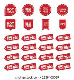 Sale discount red tag,  isolated vector illustration, offer price label, sale up to 50 percent, big Sale, banner collections, special offer symbol, banner template design, holiday sale, Black Friday