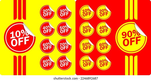 sale discount round label set . 10, 20, 30, 40, 50, 60, 70, 80, 90 percent offer