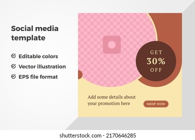 Sale discount seasonal offer pastel wave curved line social media post template with copy space vector illustration. Special offer marketing web internet network announcement business content
