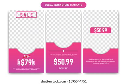 Sale Discount Social Media Instagram Story Template Design Set In Trendy Purple Color Gradient Style Simple Techno Modern