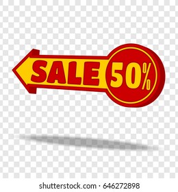 Sale, Discount or Special offer tag, sign.  Isolated on transparent background. Vector illustration