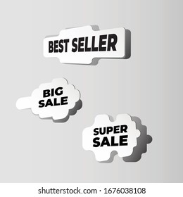 SALE AND DISCOUNT TAG WITH CLOUD STYLE ILLUSTRATION