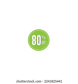 Sale and discount tag. Price discount icon. 80 percent vector illustration on white background.