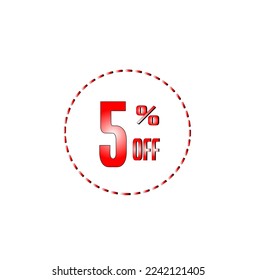 Sale and discount tag. Price discount icon. 5 percent vector illustration on white background.