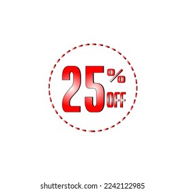 Sale and discount tag. Price discount icon. 25 percent vector illustration on white background.