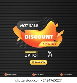 sale discount template banner with copy space for product sale with abstract gradient black background design 045