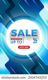 sale discount template banner with copy space for product sale with abstract gradient blue and white background design