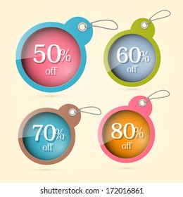 Sale, Discount Vector Circle Labels with Strings Set