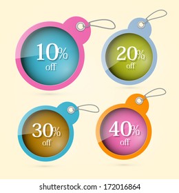 Sale, Discount Vector Circle Labels with Strings Set