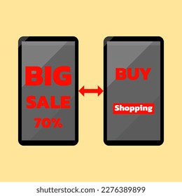 sale of discounted items on mobile phone screen  for online sales.