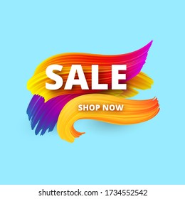 Sale. Discounts. Color, brush. Vector illustration