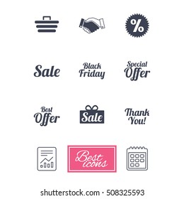 Sale discounts icon. Shopping, deal signs.