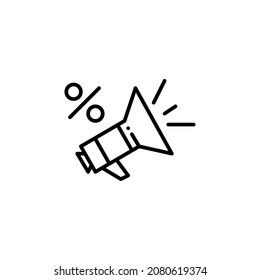 Sale and discounts megaphone announcement. Pixel perfect, editable stroke line art icon