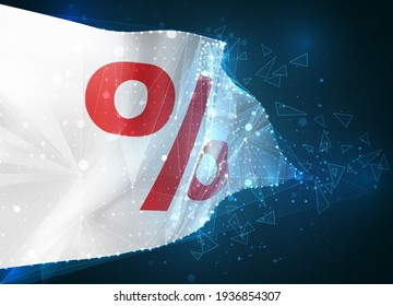 sale and discounts vector flag, virtual abstract 3D object from triangular polygons on a blue background
