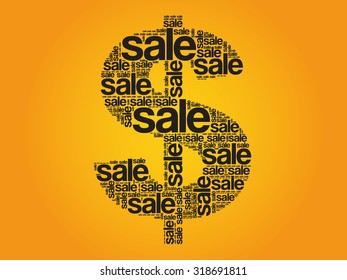 SALE. Dollar sign vector word cloud, business concept