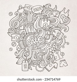 Sale doodles elements sketch background. Vector illustration