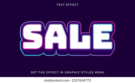 Venta de efecto de texto editable en 3d estilo con color azul y rosa. Adecuado para marca o logotipo comercial