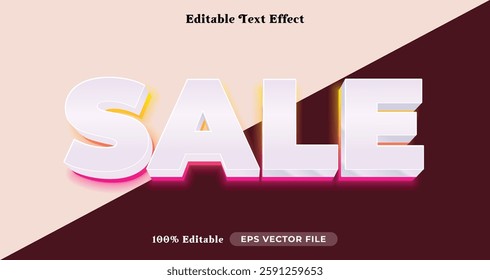 sale editable text effect, white font syle template