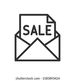 Sale in an envelope, linear icon. Editable stroke