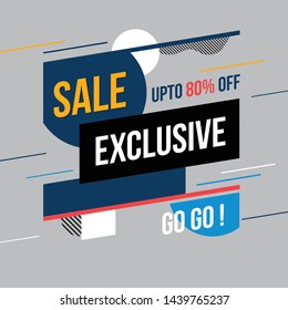 Sale exlusive banner. Vector illustration. Concept advertising.
