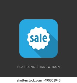 Sale Flat blue long shadow Icon / Logo Design