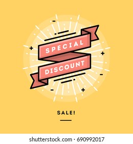 Sale, flat design thin line banner, usage for e-mail newsletters, web banners, headers, blog posts, print and more