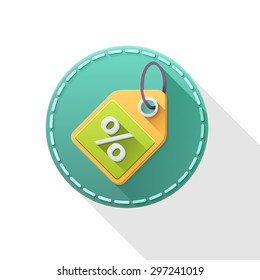 Sale flat icon on white background with long shadow. Vector illustration.