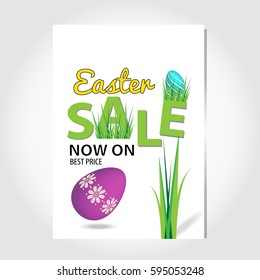  Sale flayer template with Easter background. Vector poster, card, label, banner design.