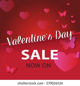  Sale flayer template with valentine's day  background. Vector poster, card, label, banner design.