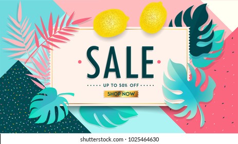 Sale Floral Banner. Paper cut Floral card. Spring blossom. Happy Women's Day. 8 March. Text. Seasonal holiday. Spring Sale Poster, voucher discount. Memphis style spring summer flyer easy editable.