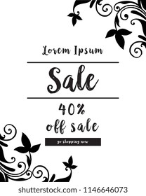 Sale with floral hand drawn design vector illustration