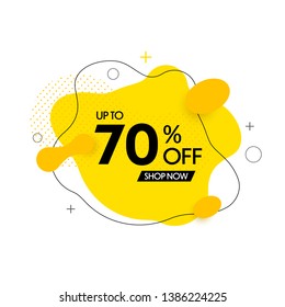 Sale fluid shape banner design. 70% off. Special offer background. Vector discount banner 