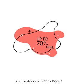 Sale fluid shape banner design. 70 off. Special offer background. Vector discount banner