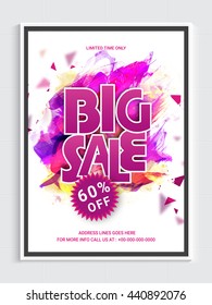 Sale Flyer, 60% Off for limited time, Abstract Sale Background with colorful brush stroke, Vector illustration.