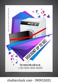 Sale Flyer, Banner or Pamphlet with 50% discount offer for Electronics Shop.