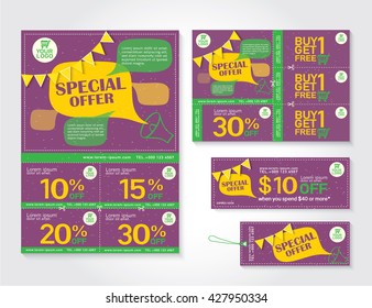 Sale flyer, Brochure, Promotions coupon or banner design with best discount offers, Template background size A4, A5, Vector EPS10.