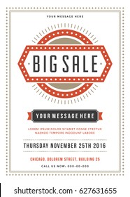 Sale Flyer or Poster Design discount offers and background. Sale retro typography banner template for promotional material. Vector illustration Eps 10.