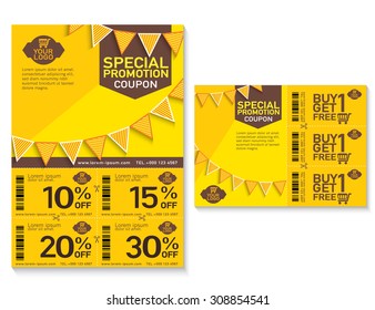 Sale Flyer, Promotions Coupon Or Banner Design With Best Discount Offers. Template Background Size A4, A5, Vector EPS10. 