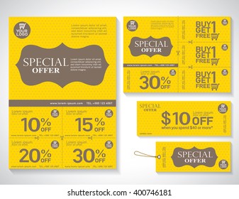 Sale flyer, promotions coupon or banner design with best discount offers, Template background size A4, A5, Valentine background, Vector EPS10.