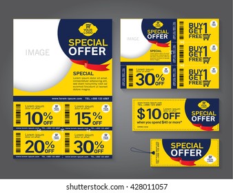 Sale Flyer, Promotions Coupon Or Banner Design With Best Discount Offers, Template Background Size A4, A5, Vector EPS10.