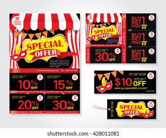 Sale flyer, promotions coupon or banner design with best discount offers, Template background size A4, A5, Vector EPS10.