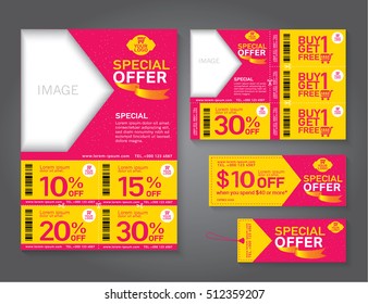 Sale flyer, promotions coupon or banner design with best discount offers, Template background size A4, A5, Vector EPS10.