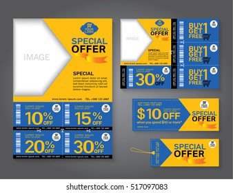 Sale flyer, promotions coupon or banner design with best discount offers, Template background size A4, A5, Vector EPS10.