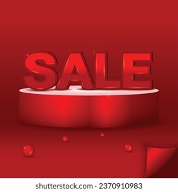 Sale font 3d on podium color red