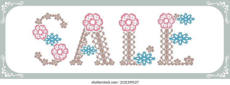 SALE. Font of floral laces. Vector illustration.