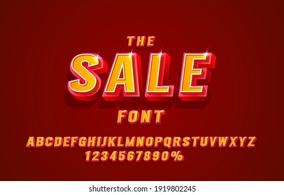 Sale Font Set Collection, Letters And Numbers Symbol. Vector Illustration