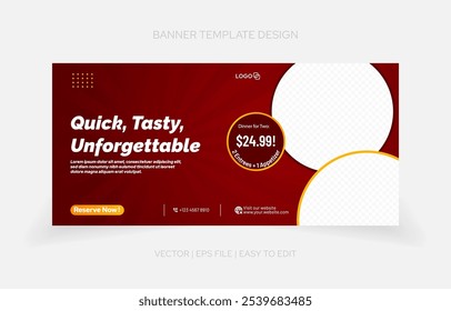 sale food menu social media. cover or web banner template. abstract background with image replacement .