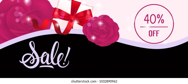 Sale Forty Percent Lettering with Roses