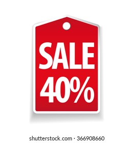 Sale fourty percent pricetag red vector